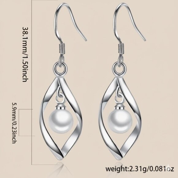 925 Sterling Silver & Freshwater Pearl Earrings, Women's Boho Dangle Earrings - Picture 7 of 7